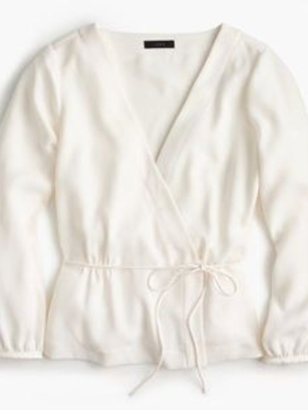 J Crew Drapey Crepe Faux-Wrap Peplum Tie-Waist Blouse — Size 16 Tall - MF0540